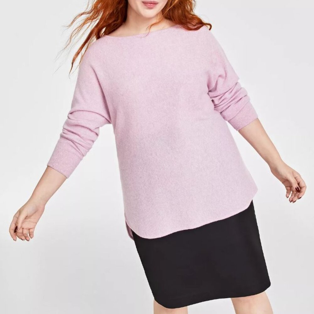 CHARTER CLUB NWT 1X Chantilly Pink 100% Cashmere Boatneck LS Shirttail Sweater